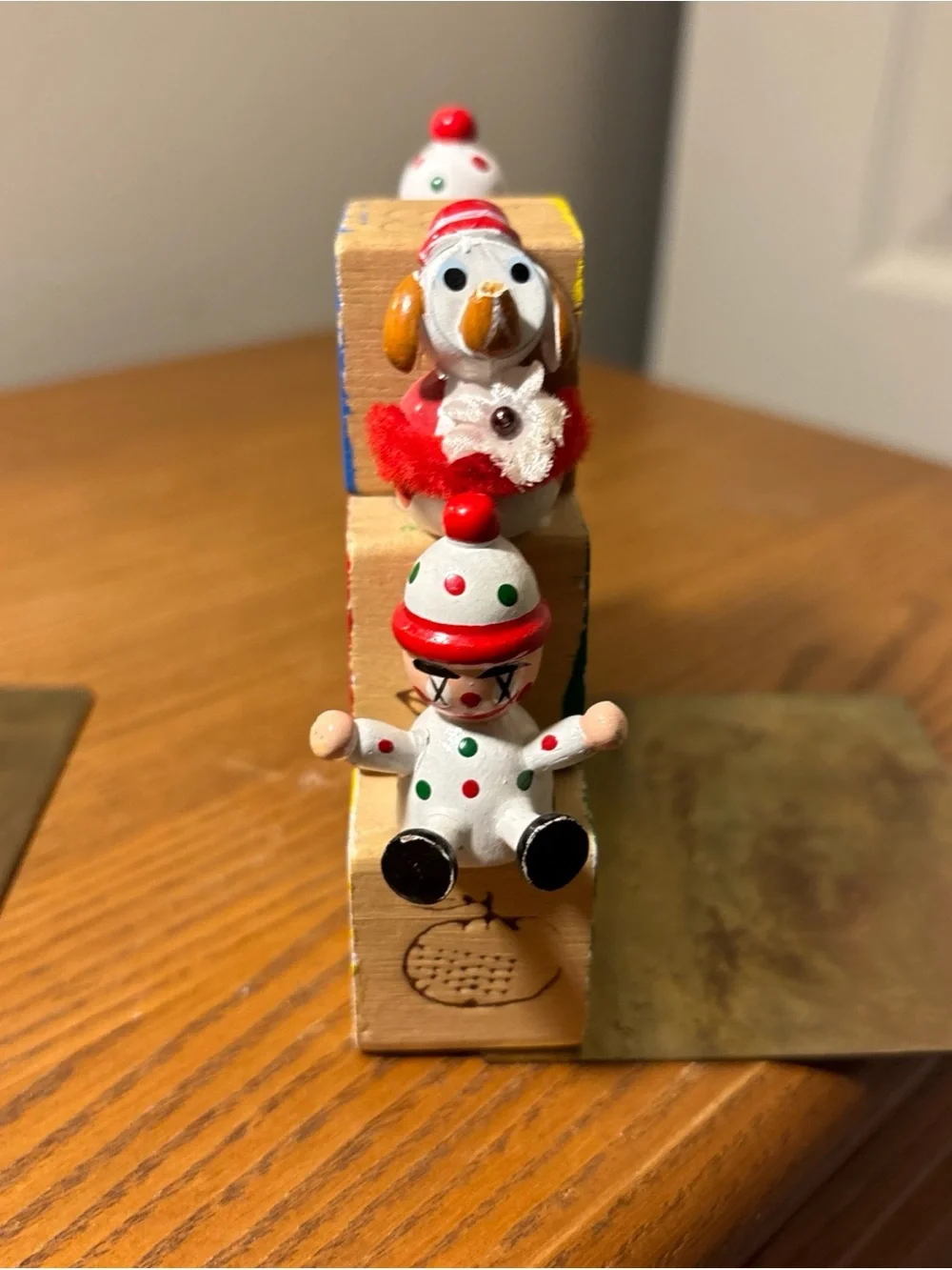 Wooden Alphabet Blocks Set with Festive Figures - Red, Green, Yellow, bookends